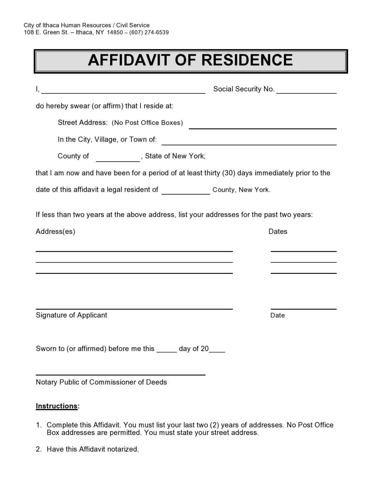 40 free affidavits of residence affidavit of address samples