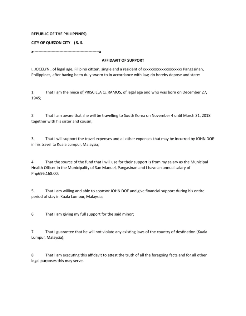 Affidavit of support