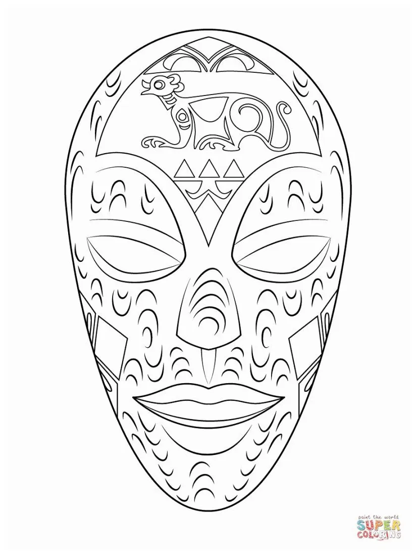African masks coloring pages african masks, african art projects printable coloring page