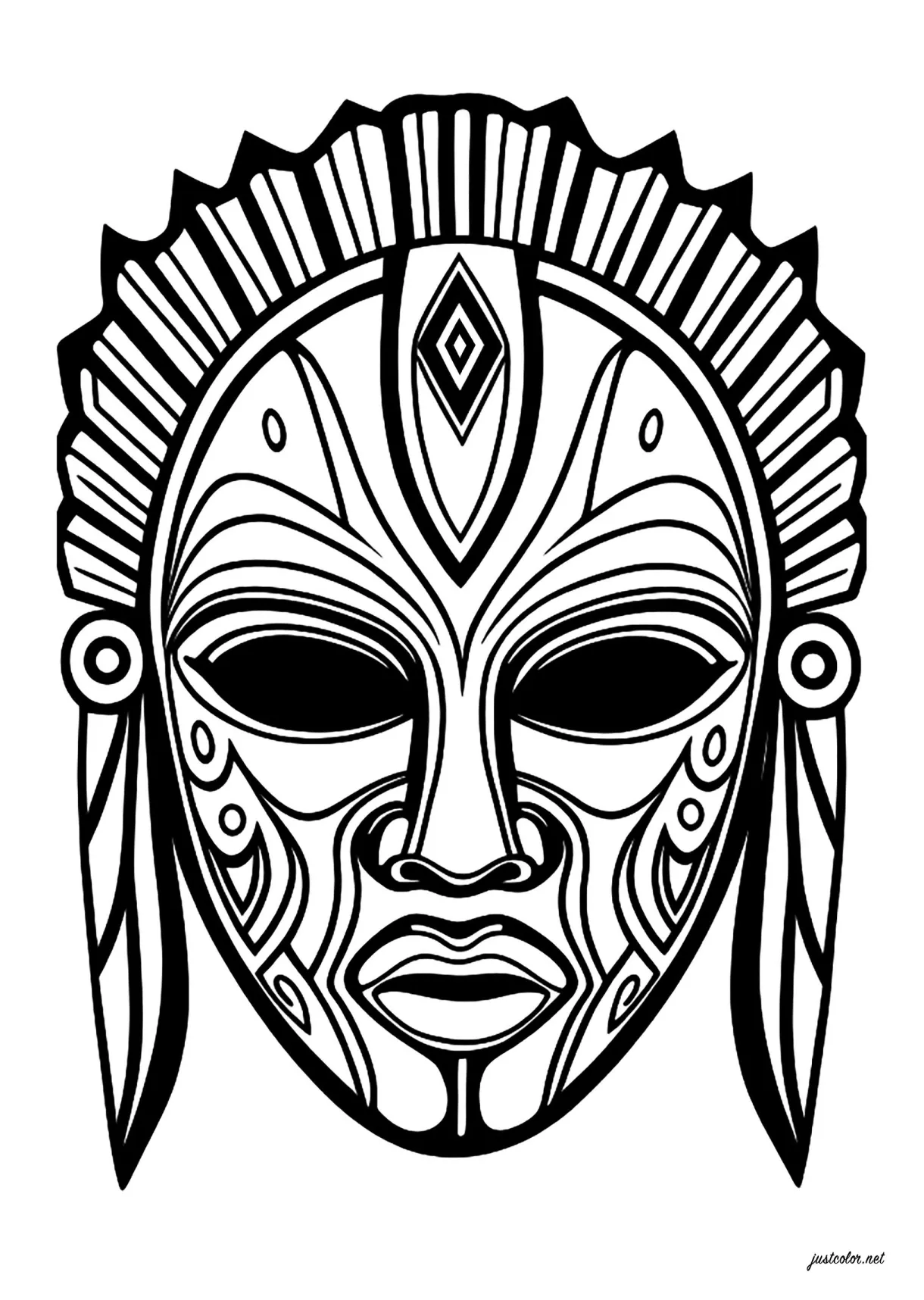 African mask free coloring page in 2023 african masks, african art