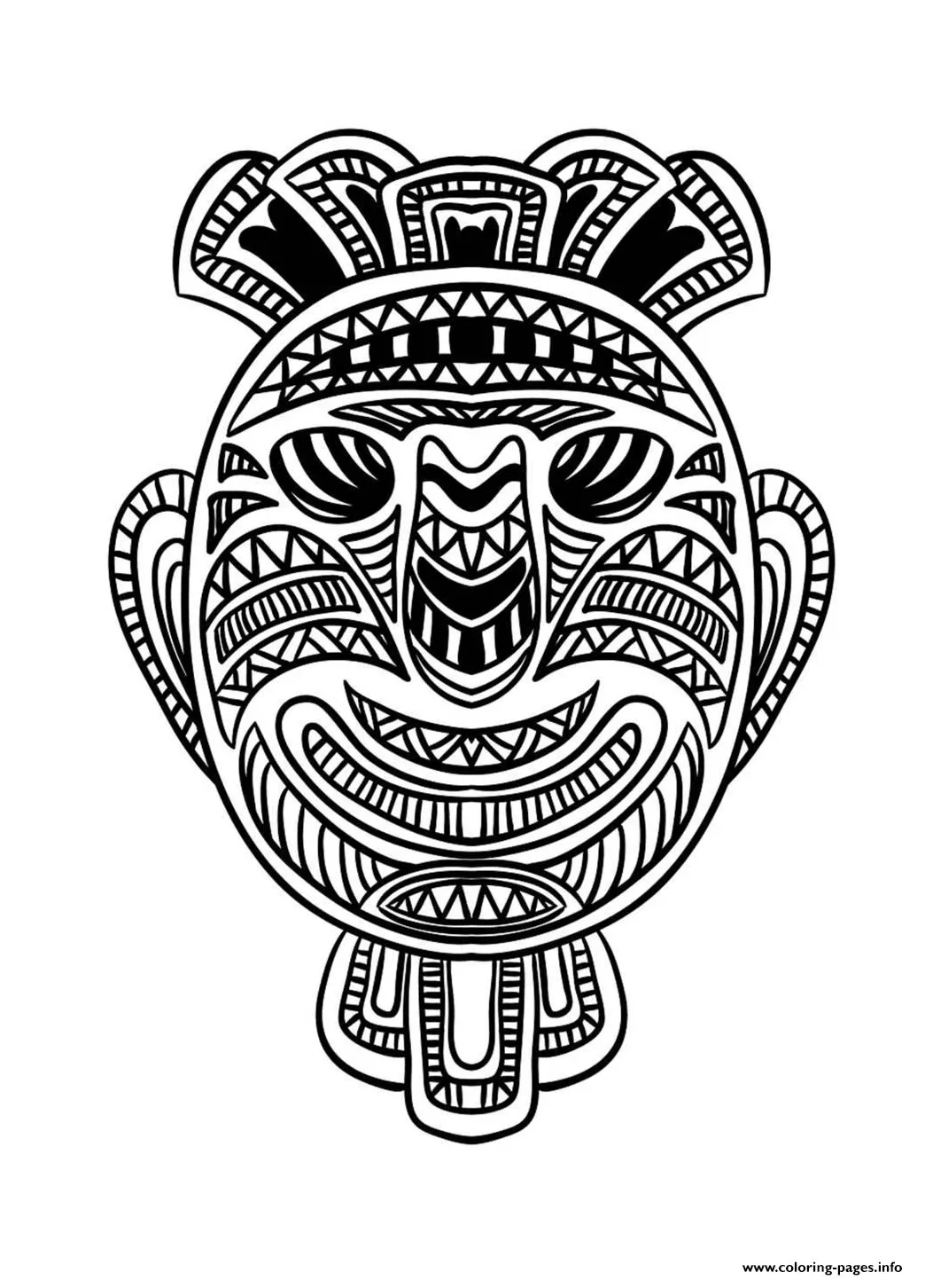 Adult african mask 1 coloring page printable