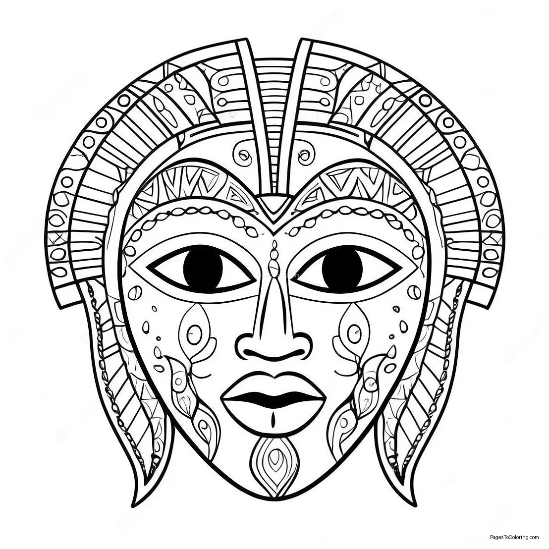 Traditional african mask coloring page 70763-56855
