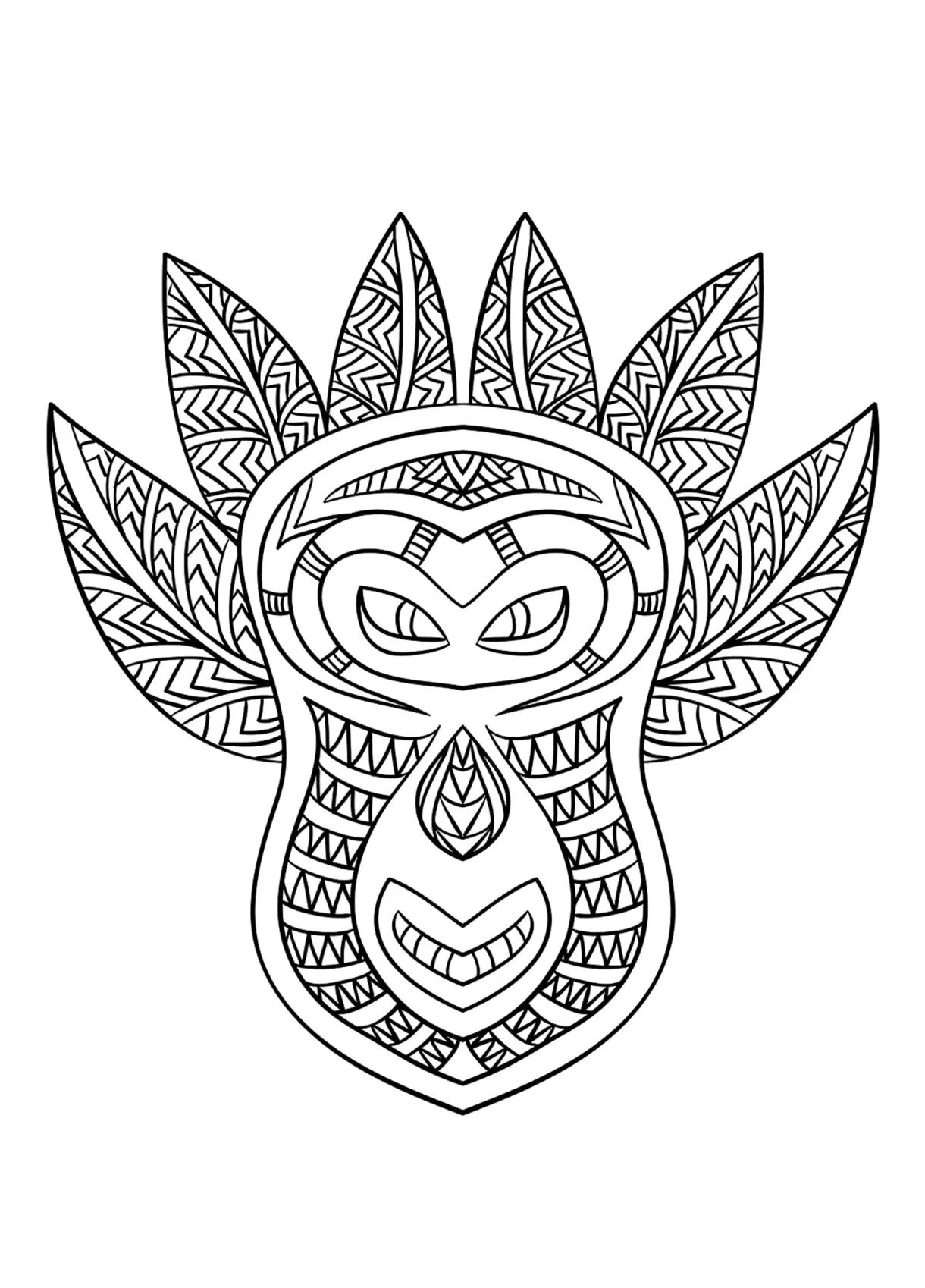 African mask 6 africa coloring pages for adults