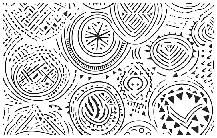 Premium ai seamless ethnic african pattern black and white