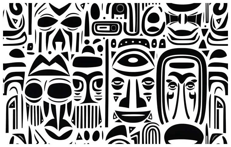 Premium ai seamless ethnic african pattern black and white