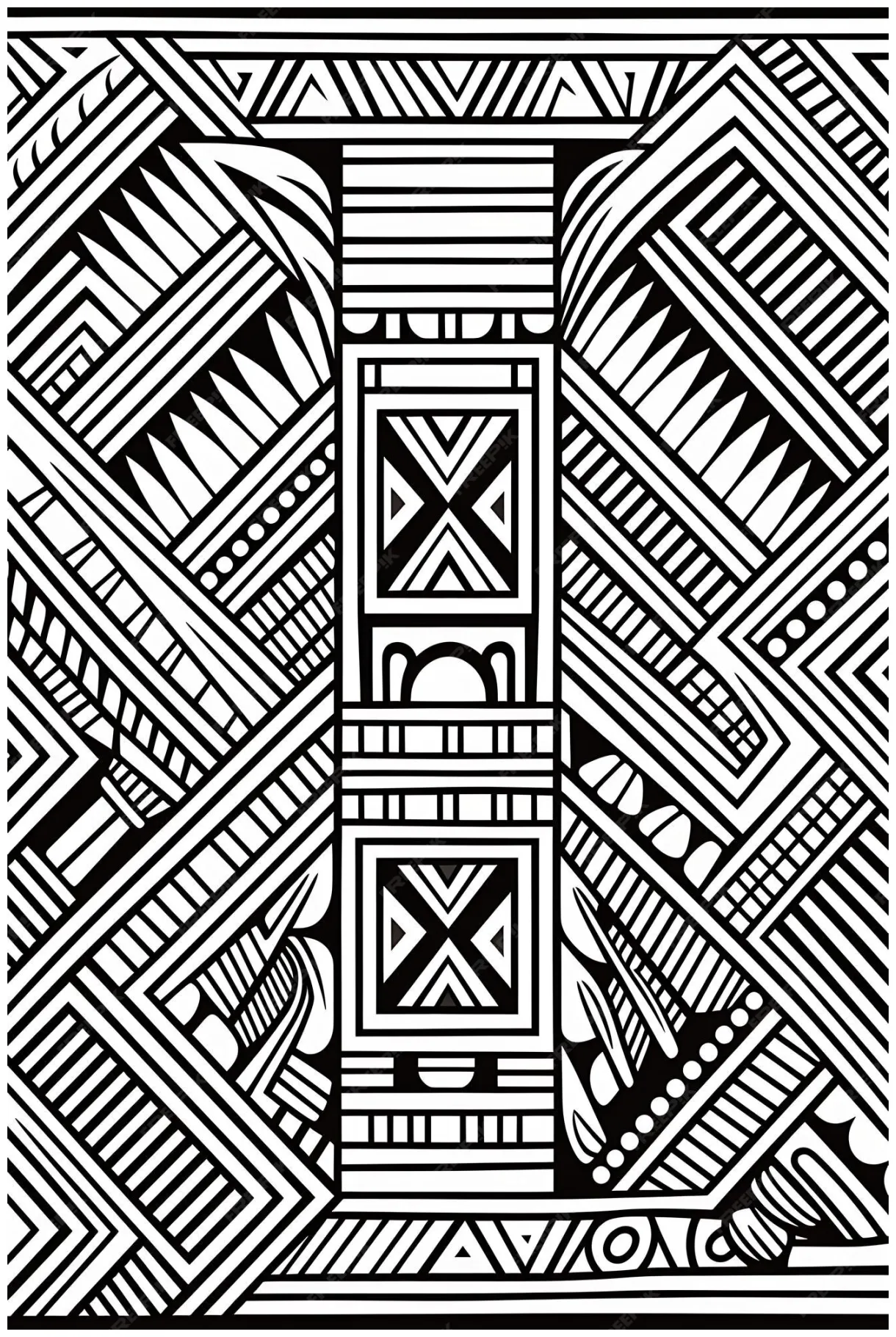 Premium ai seamless ethnic african pattern black and white