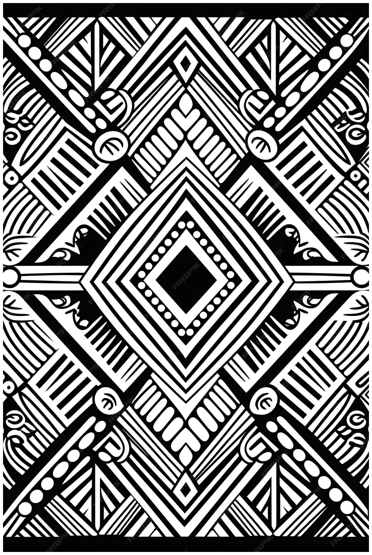 Premium ai seamless ethnic african pattern black and white