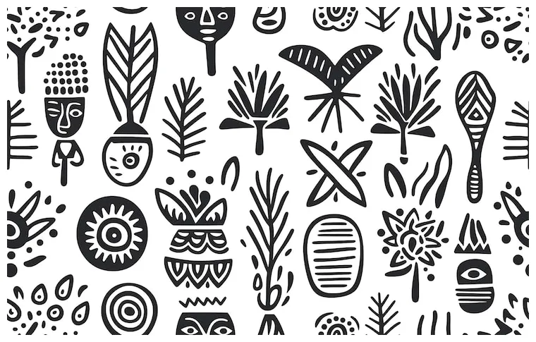 Premium ai seamless ethnic african pattern black and white