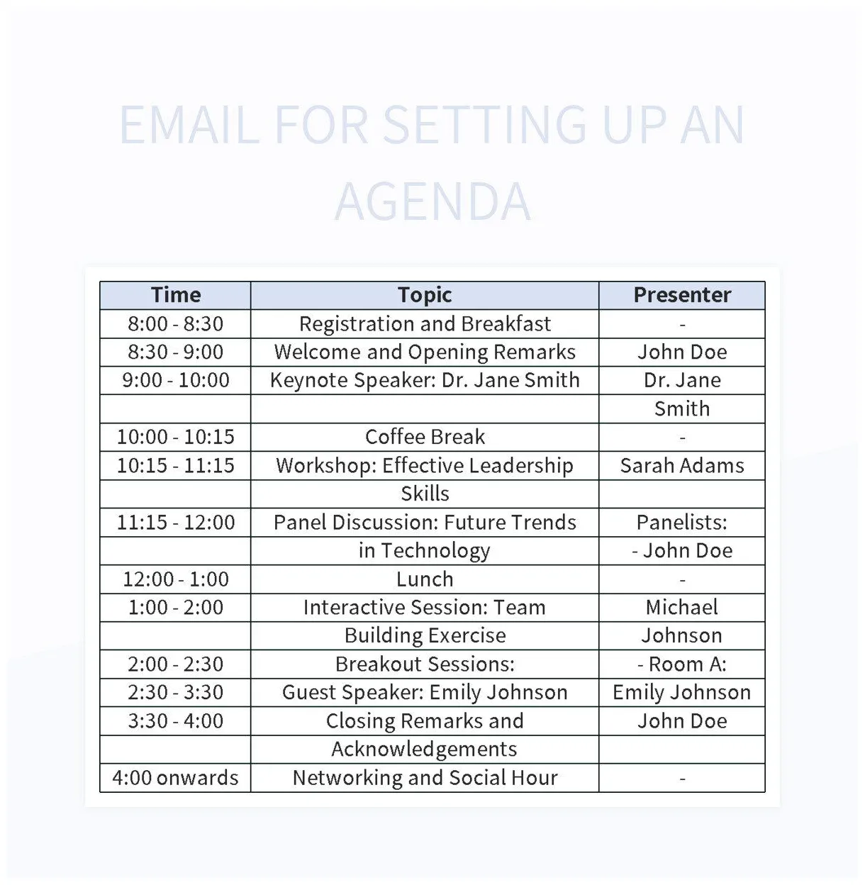 Free agenda email templates for google sheets and microsoft excel printable coloring page