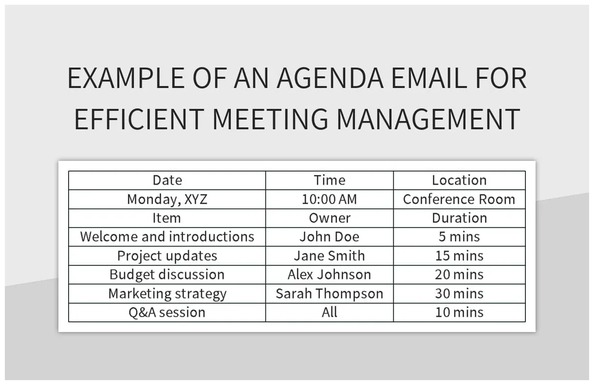 Free agenda email templates for google sheets and microsoft excel
