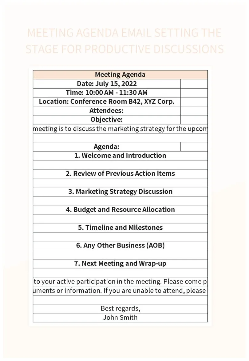 Free agenda email templates for google sheets and microsoft excel printable coloring page