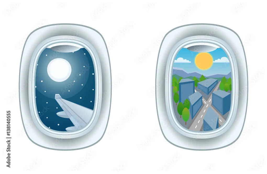 Airplane window view vector illustration. stock vector adobe stock