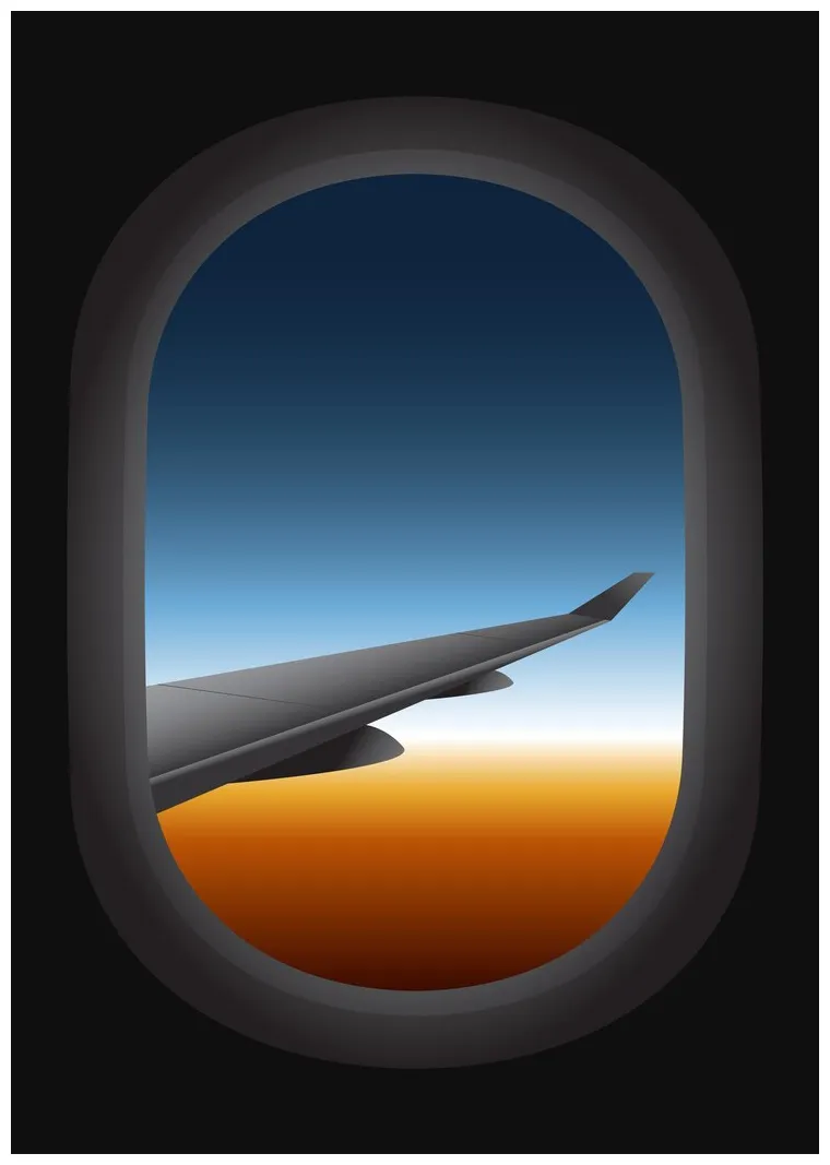 Premium vector view from airplane beautiful skies from airplane window