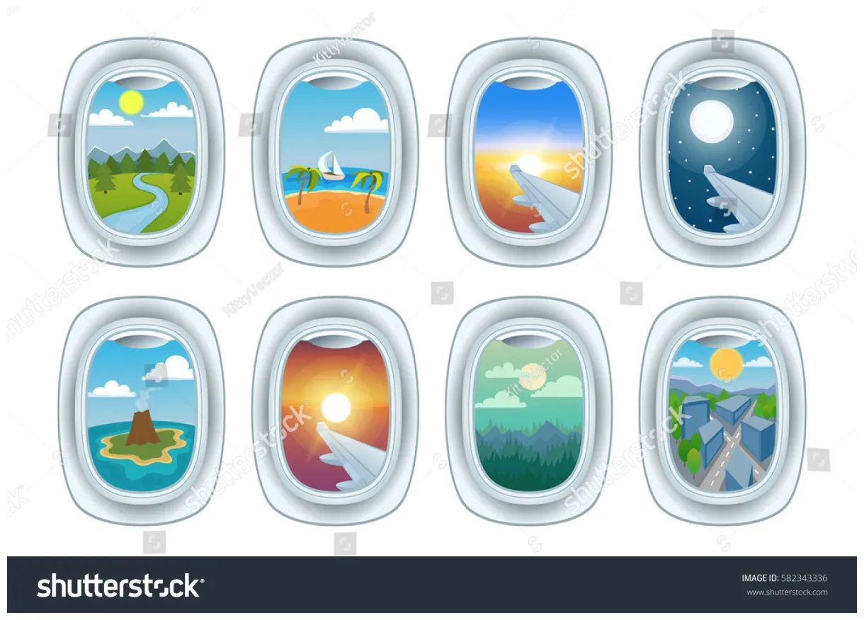 Airplane window view vector illustration stock vector