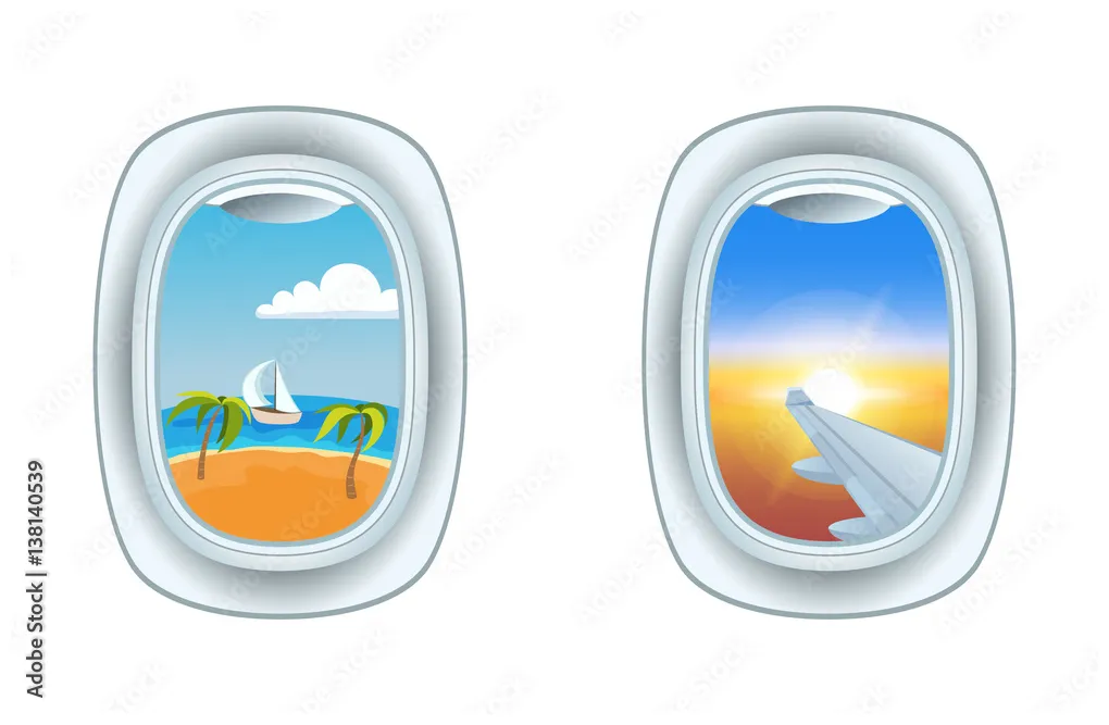 Airplane window view vector illustration. stock vector adobe stock