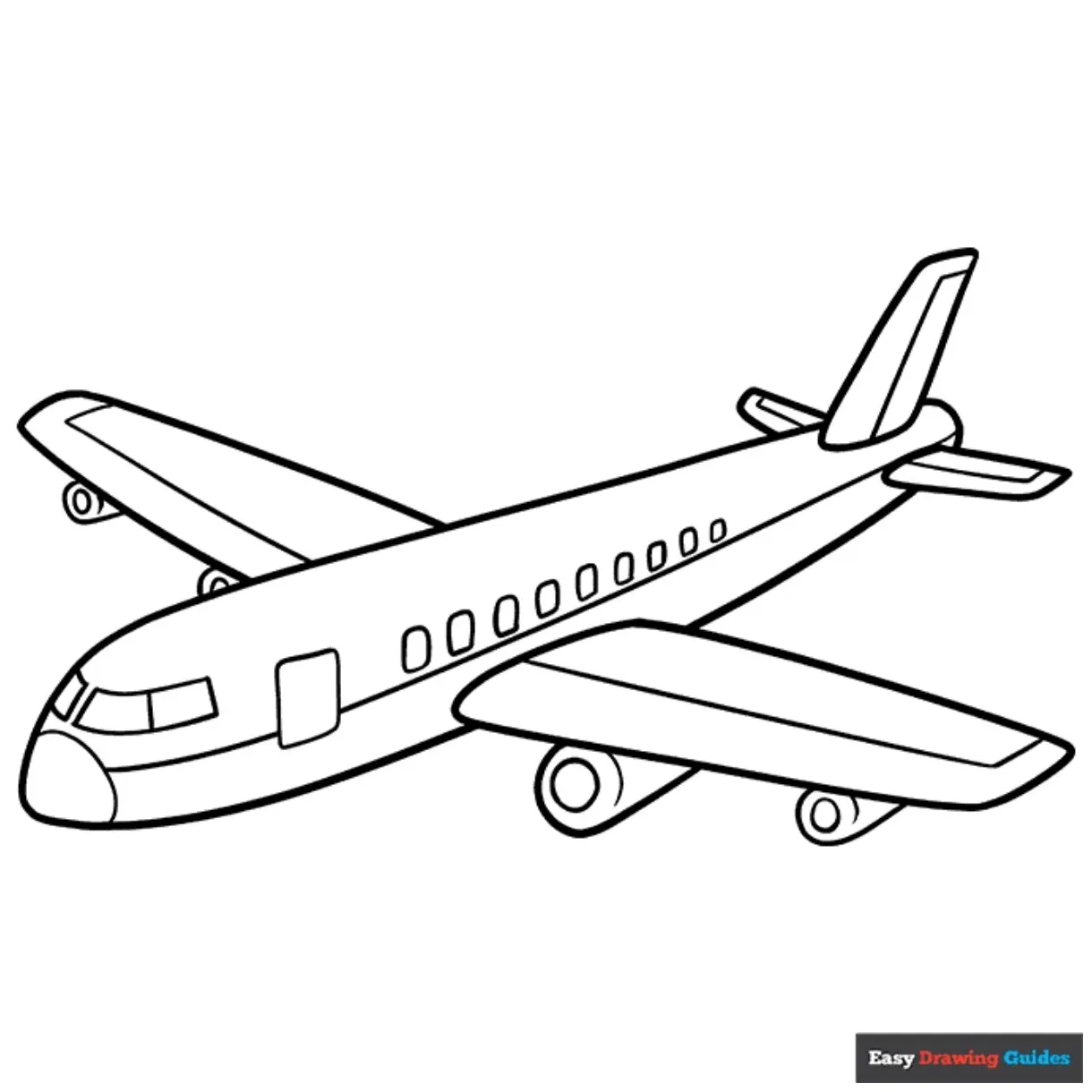 Cartoon airplane coloring page easy drawing guides【2024】