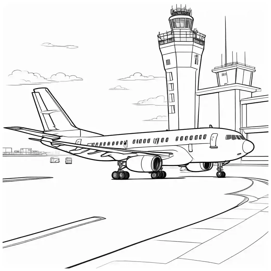 Airport scene coloring page lulu pages