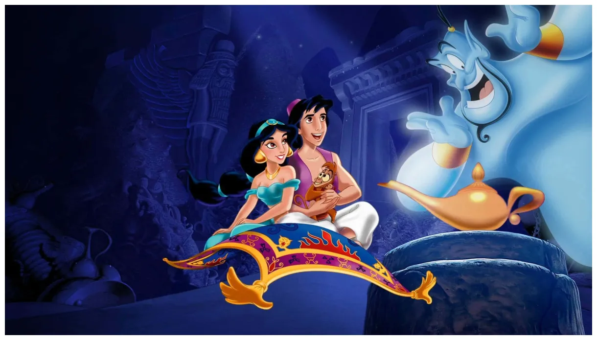 Download Aladdin standing among the buildings of Agrabah. | Wallpapers.com