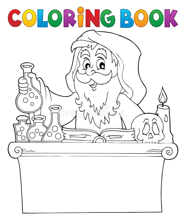 Coloring book alchemist topic 1 stock vector illustration of coloring