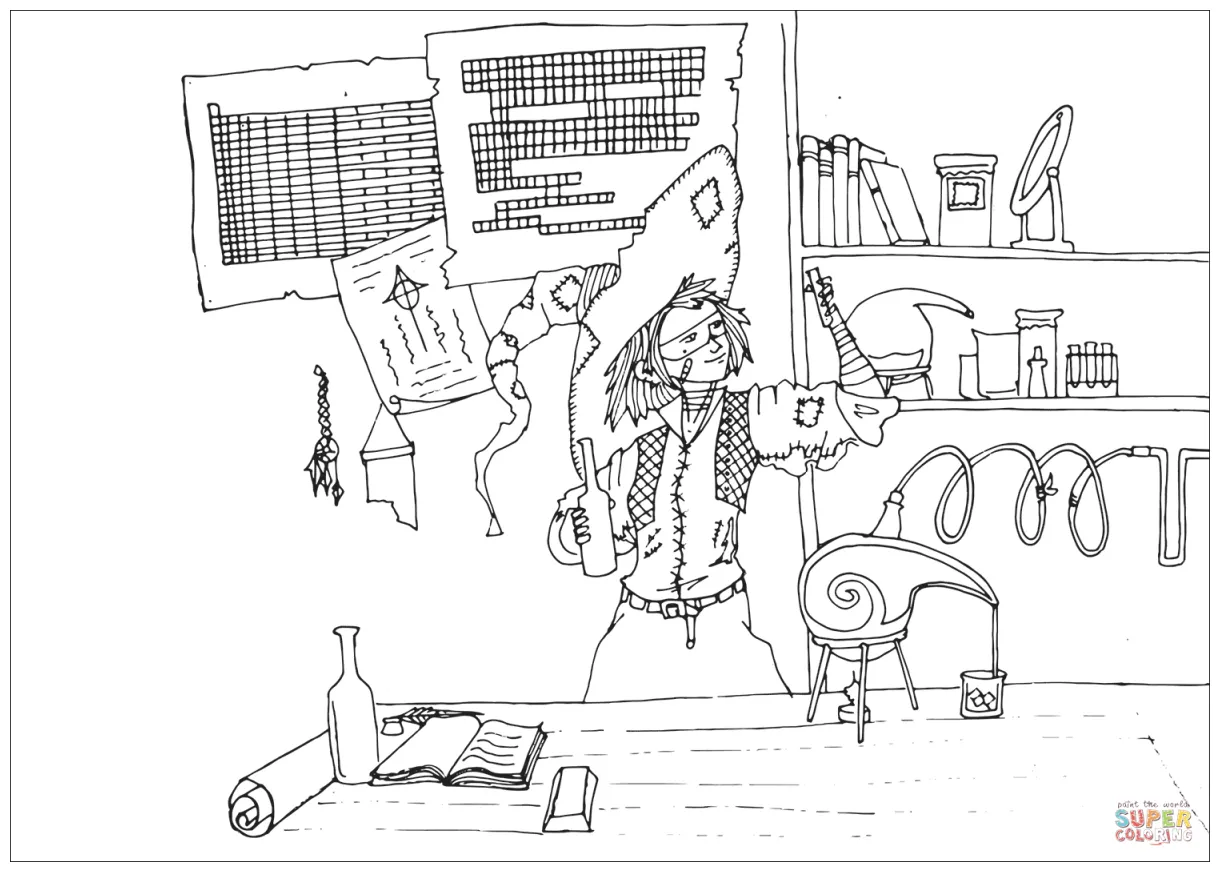 Alchemist witch coloring page free printable coloring pages