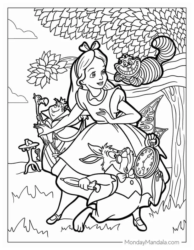 Intricate coloring pages alice in wonderland