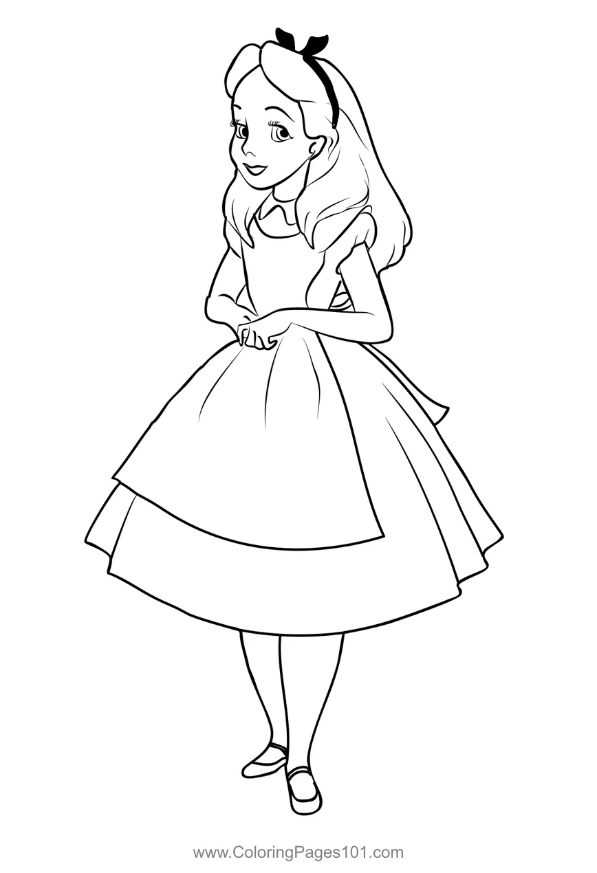 Alice in wonderland 1 coloring page for kids free alice in wonderland