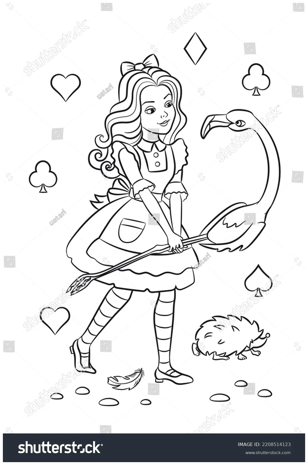 Alice wonderland coloring page alice vector stock vector