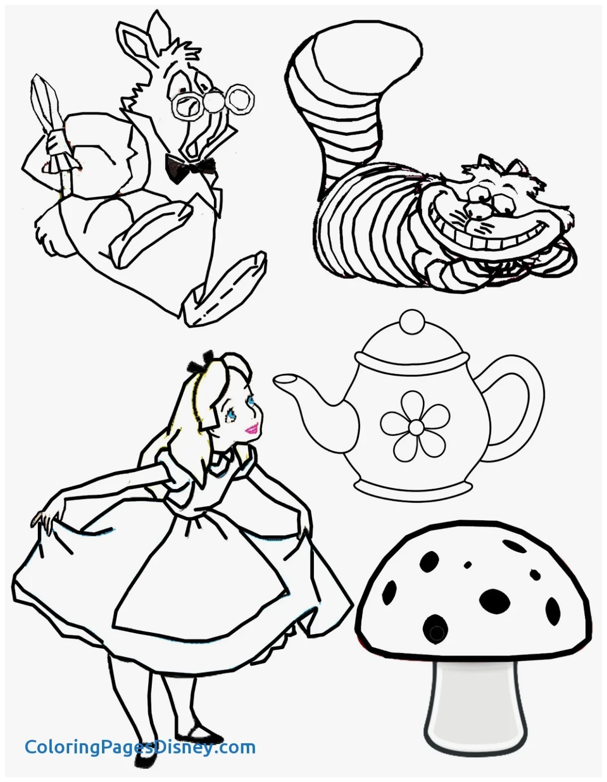 Alice in wonderland printable coloring pages