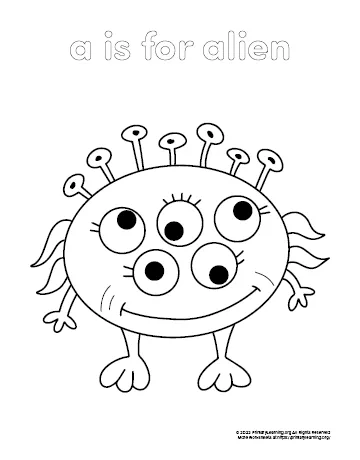 Alien coloring page primarylearning