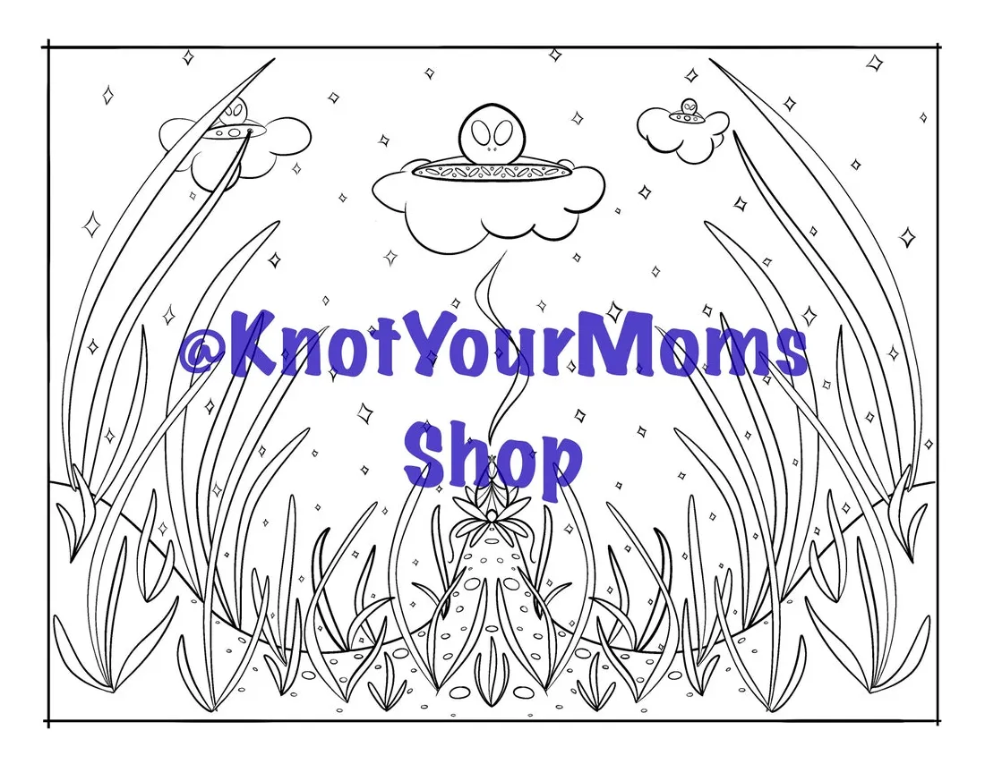 Alien coloring page etsy
