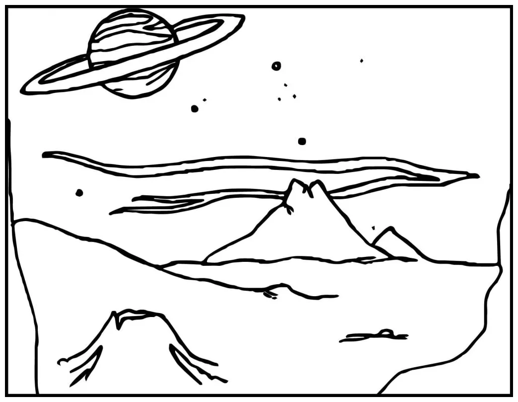 Alien landscape coloring page wecoloringpage