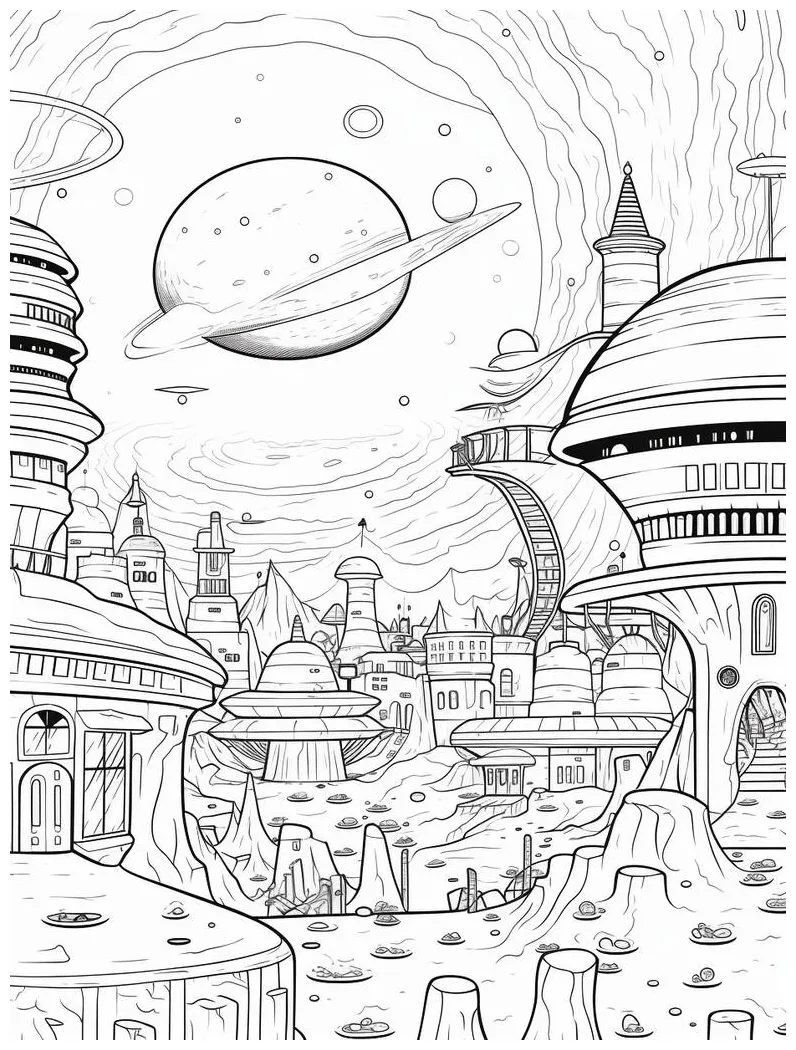 Alien moon free printable coloring page by coloring-collective on
