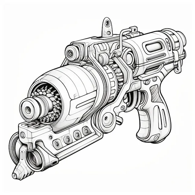 Premium ai fitness scifi ray gun coloring page