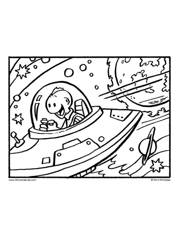 Alien in spaceship coloring page tim's printables