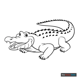 Alligator coloring page easy drawing guides