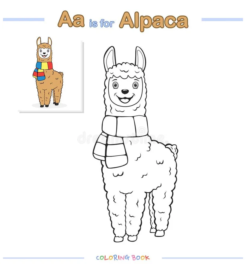 Kids coloring books or coloring pages alpaca illustration stock vector