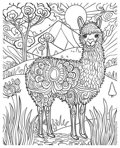 Printable alpaca coloring pages