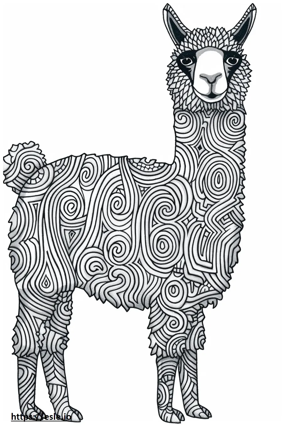 Alpaca friendly coloring page
