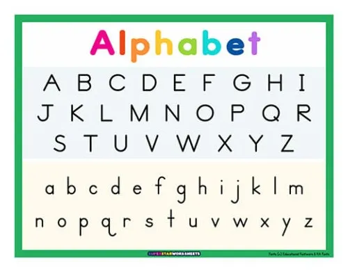 Abc alphabet charts superstar worksheets