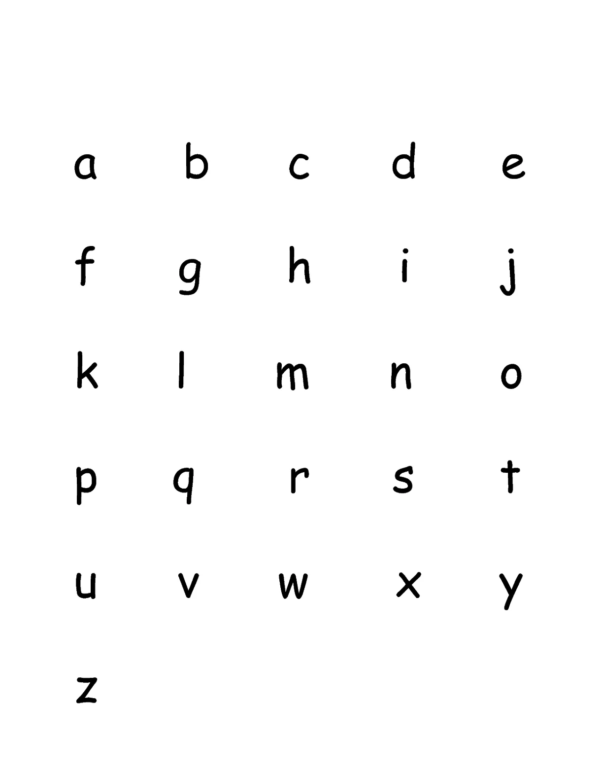 The alphabet lower case learning printable