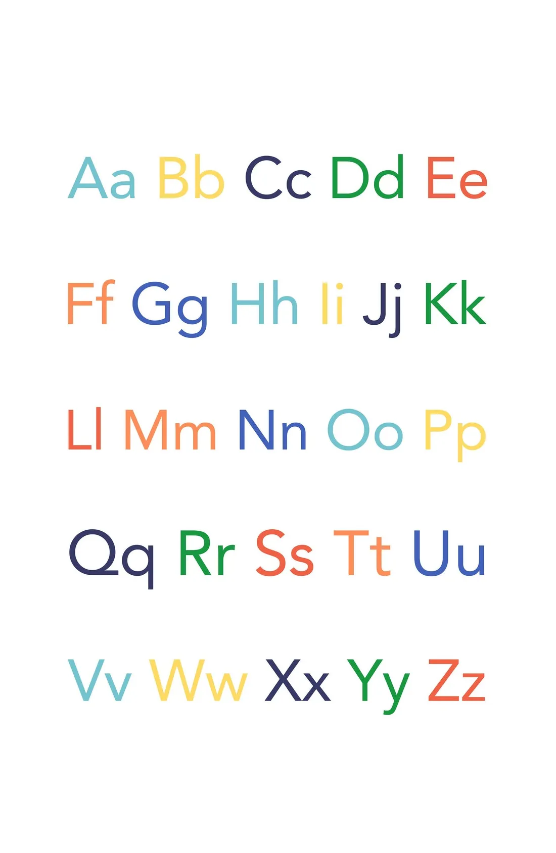 Alphabet poster primary colors etsy printable coloring page
