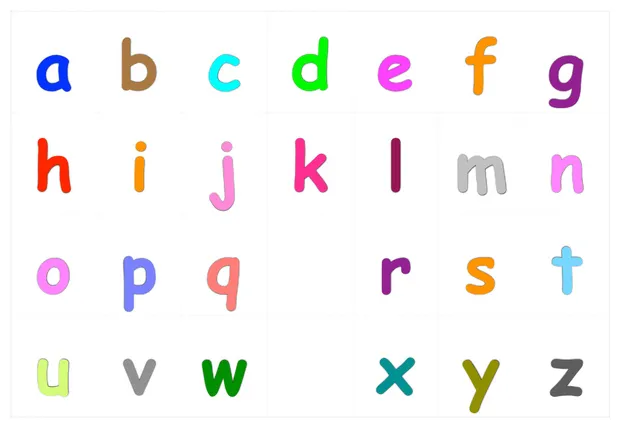 Colorful alphabet letters from a to z in lower cases free printables