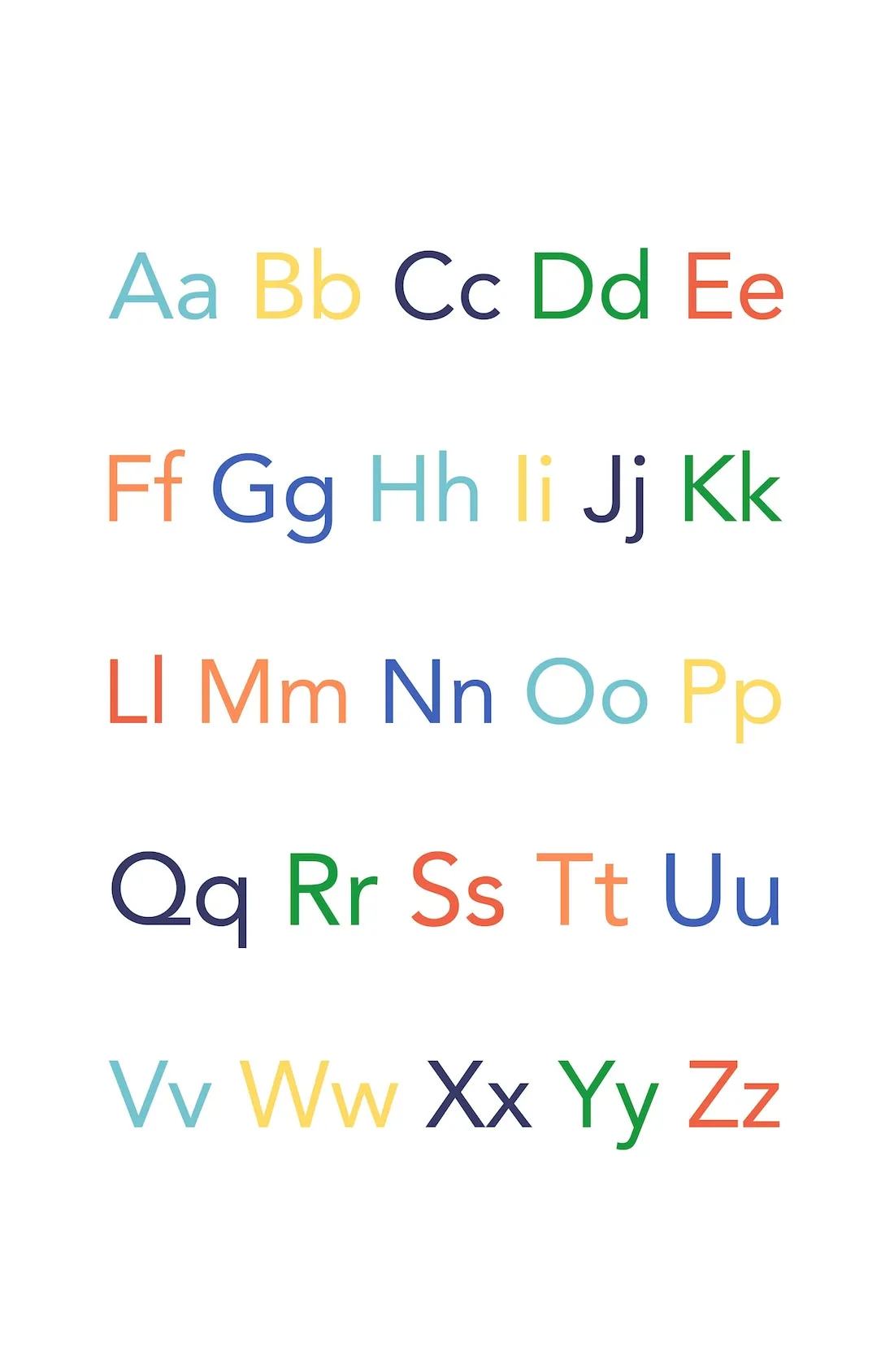 Alphabet poster primary colors etsy