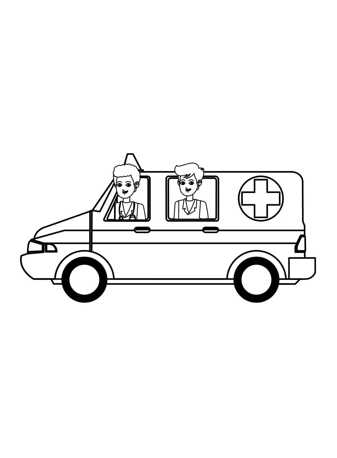 Paramedics in Ambulance coloring page - Download, Print or Color Online