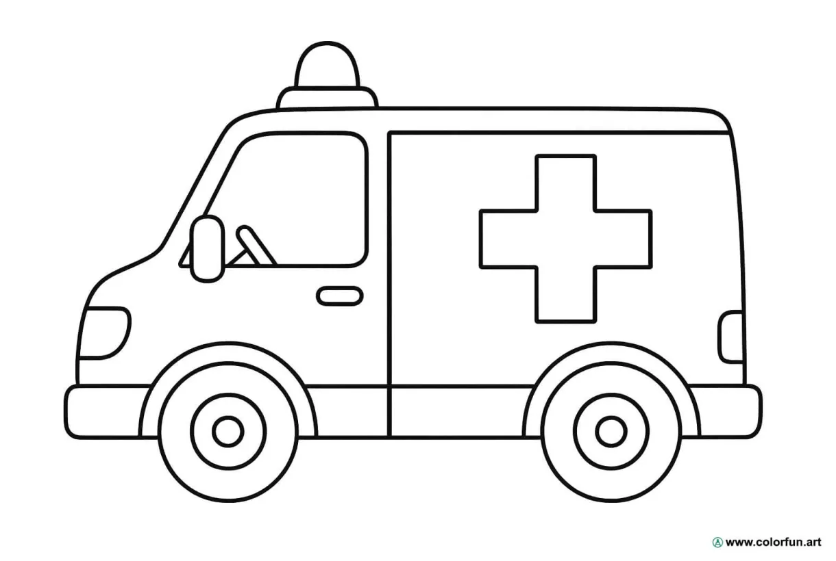 Ambulance coloring page with siren Download or Print for free