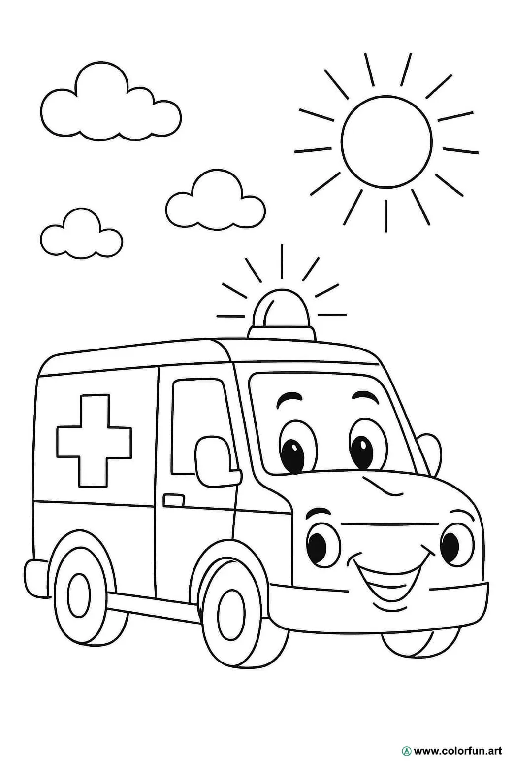 Ambulance coloring page Download or Print for free
