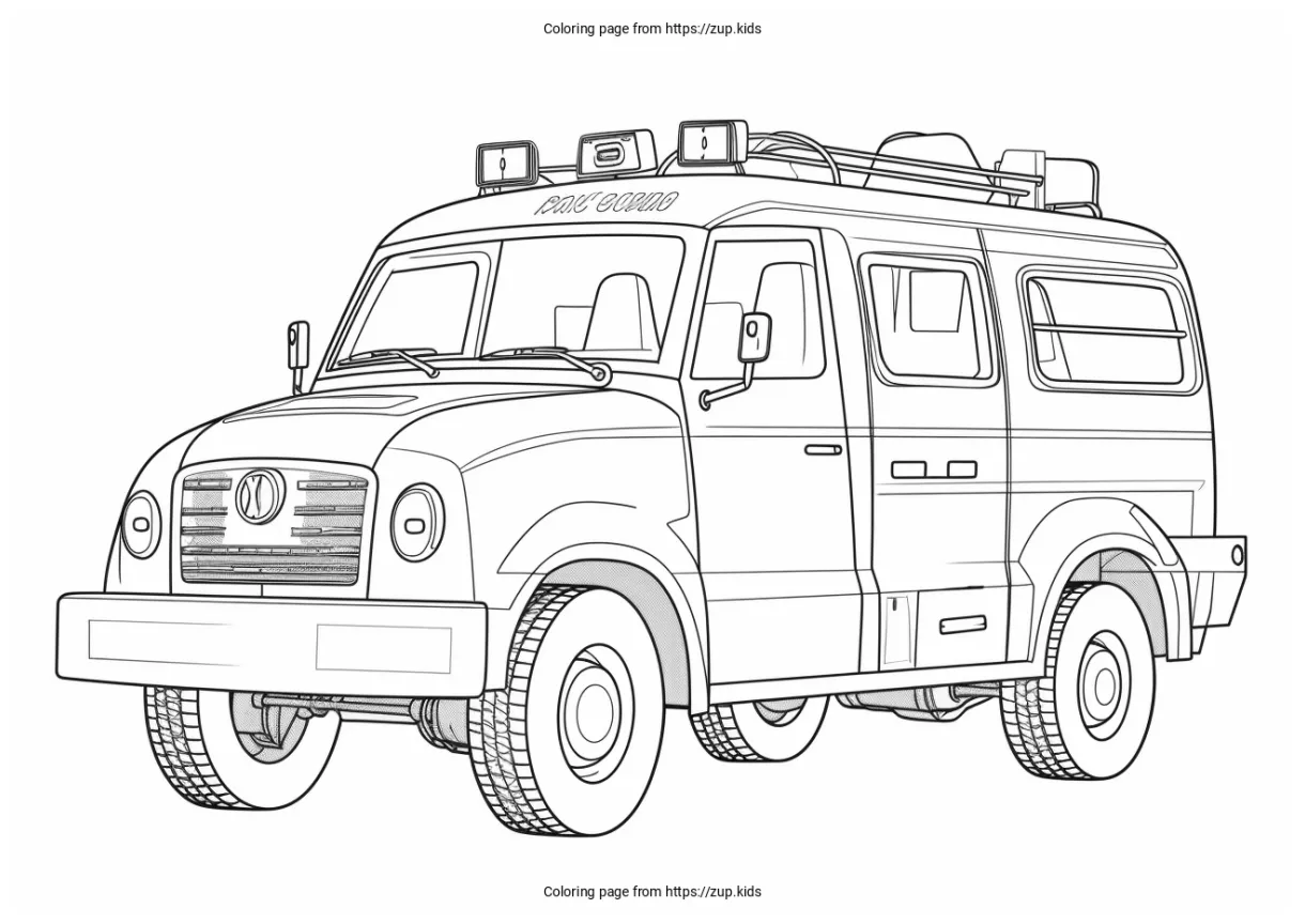 Ambulance coloring page from zup.kids