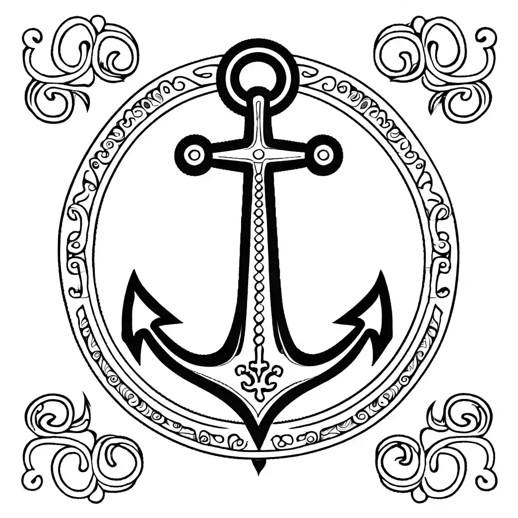 Simple anchor outline coloring page lulu pages