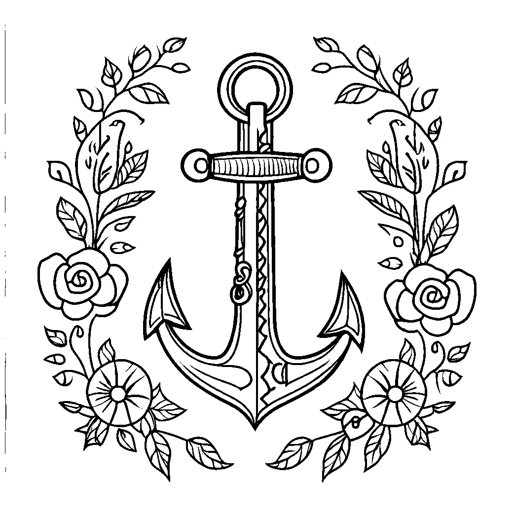 Simple anchor outline coloring page lulu pages
