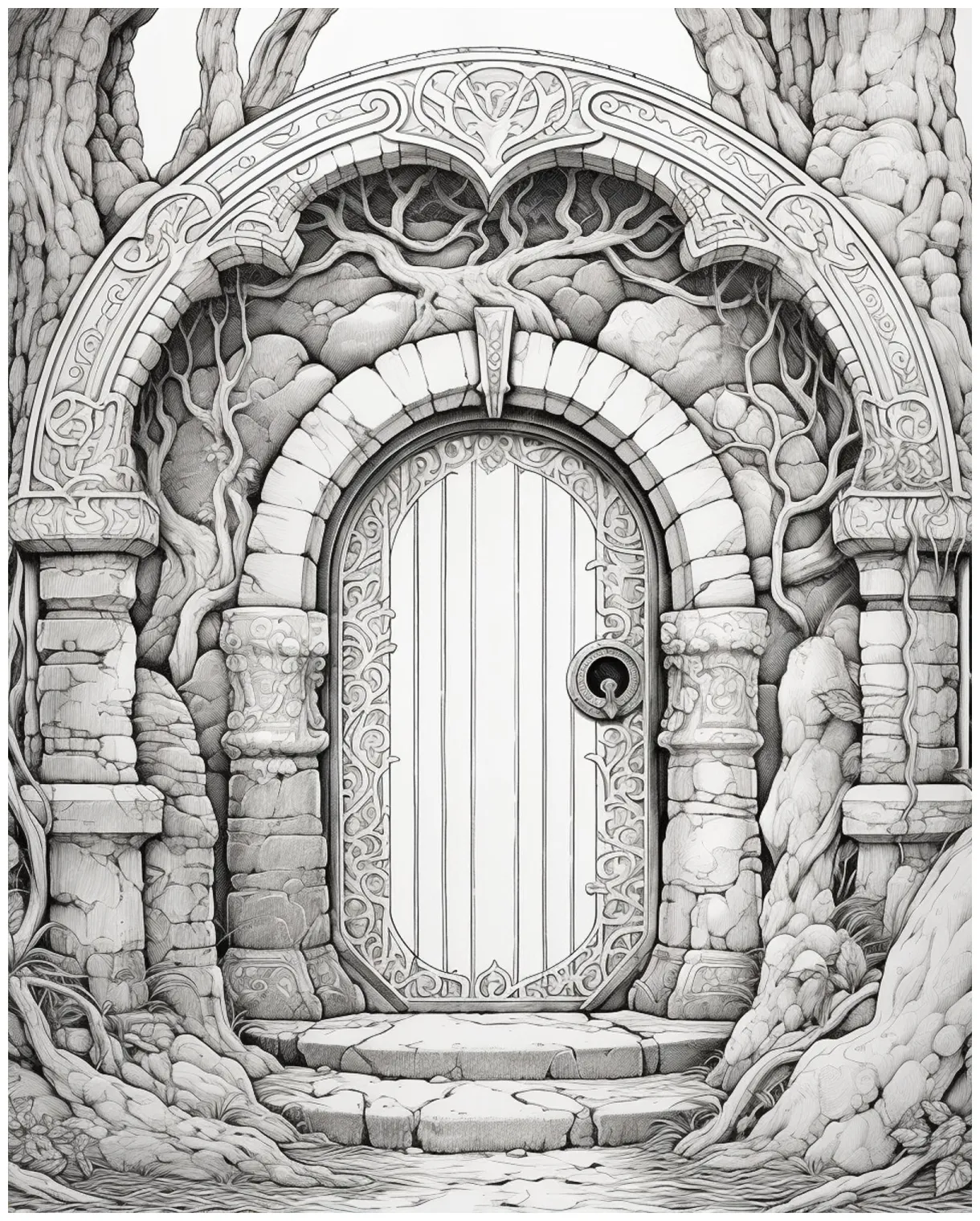 Premium colorful coloring page of ancient